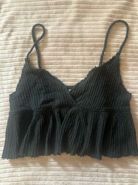 Urban Outfitters Black Ribbed Peplum Cami